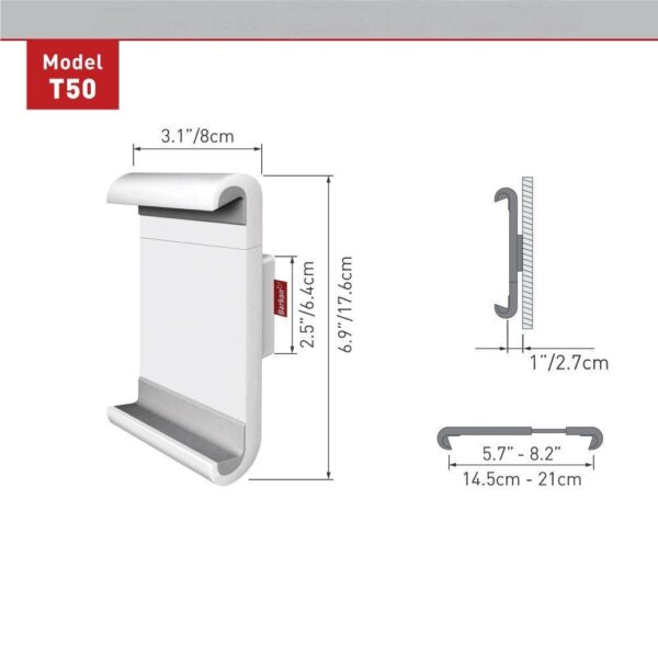 Suport Tableta/Mobil de birou, Barkan T50, Fix, 7-12", alb