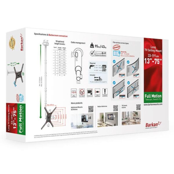 Suport tavan LCD/Plasma plat/curbat Barkan, 4500L, 13-86"