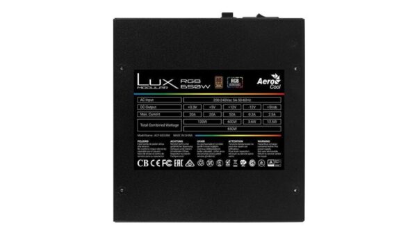 Sursa Aerocool Lux RGB 650 650W iluminare RGB, certificata - LUX-RGB-650