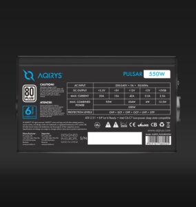 Sursa Aqirys Pulsar 550W 80+ White certified, culoare neagra - AQRYS_PULSAR550W