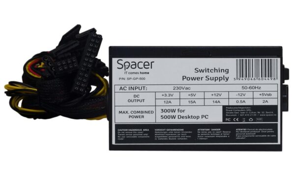 Sursa Spacer ATX 500, 300W for 500 Desktop PC, PFC pasiv - SP-GP-500