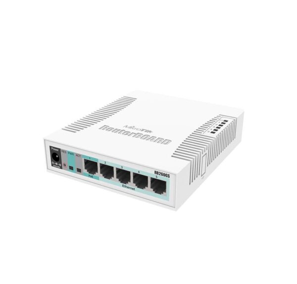 SWITCH MIKROTIK RB260GS, 5xLAN Gigabit, SFP cage, SMART