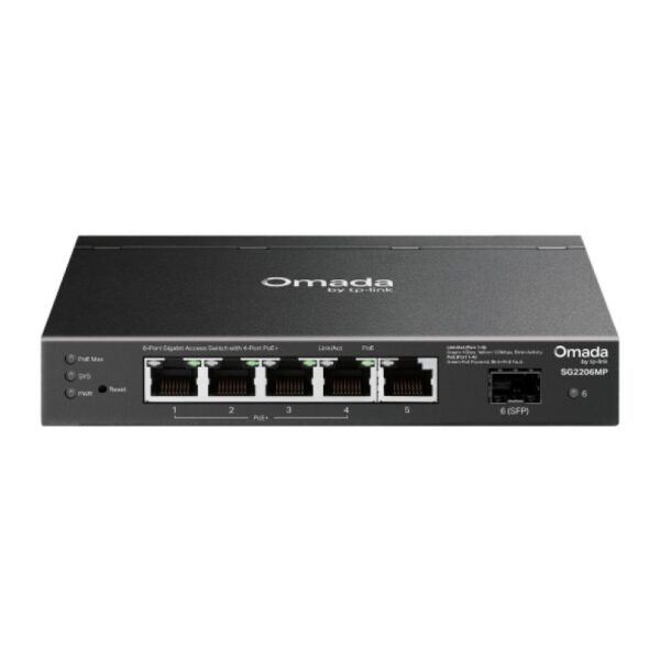 Switch Omada Access 6-Port Gigabit, 5× Gigabit RJ45 ports - SG2206MP