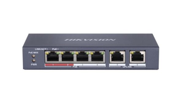 Switch PoE Hikvision DS-3E0106P-E/M (B): 4 x 10/100Mbps PoE port