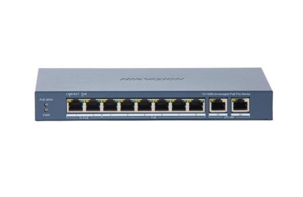 Switch PoE Hikvision DS-3E0310HP-E (C): 8 × 10/100 Mbps PoE port