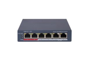 Switch PoE Hikvision DS-3E1106P-EI: 4 × 10/100 Mbps PoE port