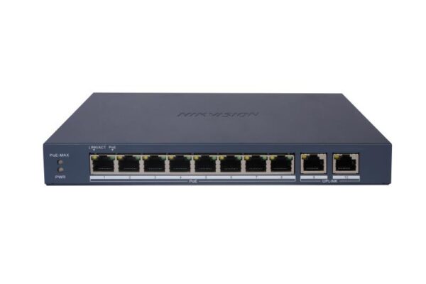 Switch PoE Hikvision DS-3E1510P-EI/M (B): 8 × Gigabit PoE port