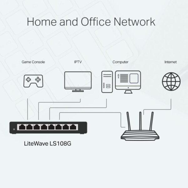 Switch TP-LINK LS108G, 8 port, 10/100/1000 Mbps