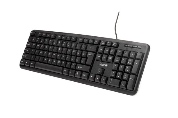 Tastatura Spacer SPKB-S62 cu fir, USB, 104 taste, anti-spill, negru