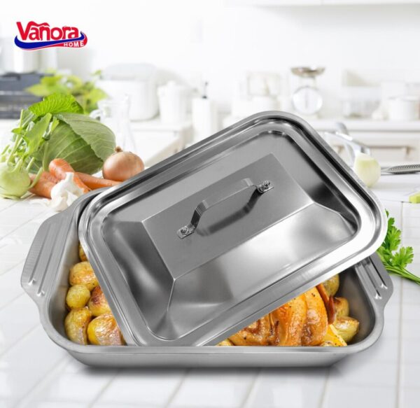 TAVA INOX CU CAPAC 36.5x22x7 CM, ZIRA, VANORA HOME - VN-FM-TC35