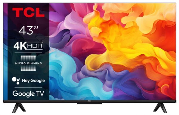 Televizor TCL LED 43P61B, 43" (109cm), Smart Google TV, 4K, Negru