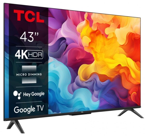 Televizor TCL LED 43P61B, 43" (109cm), Smart Google TV, 4K, Negru