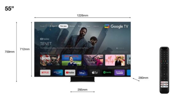 Televizor TCL QLED 55C845, 140 cm (55"), Smart Google TV, 4K