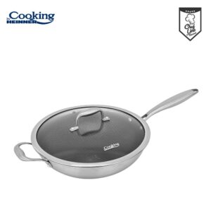 TIGAIE WOK INOX + CAPAC STICLA 30x8.5 CM, 4.5L, TITANIUM3 - HR-MRK-28W