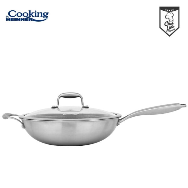 TIGAIE WOK INOX + CAPAC STICLA 30x8.5 CM, 4.5L, TITANIUM3 - HR-MRK-28W