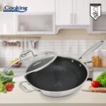 TIGAIE WOK INOX + CAPAC STICLA 30x8.5 CM, 4.5L, TITANIUM3 - HR-MRK-28W