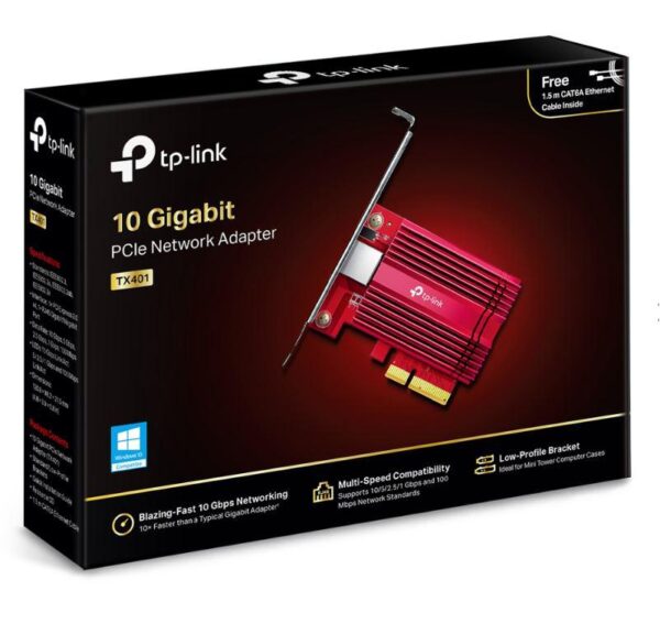 TP-LINK Adaptor de rețea 10 Gbps PCIe, Standar - TX401
