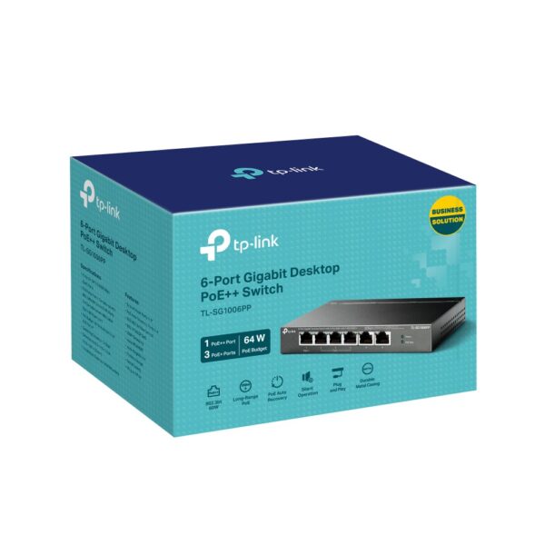 TP-LINK Switch Desktop 6 Porturi, 3 porturi POE, Interfata - TL-SG1006PP