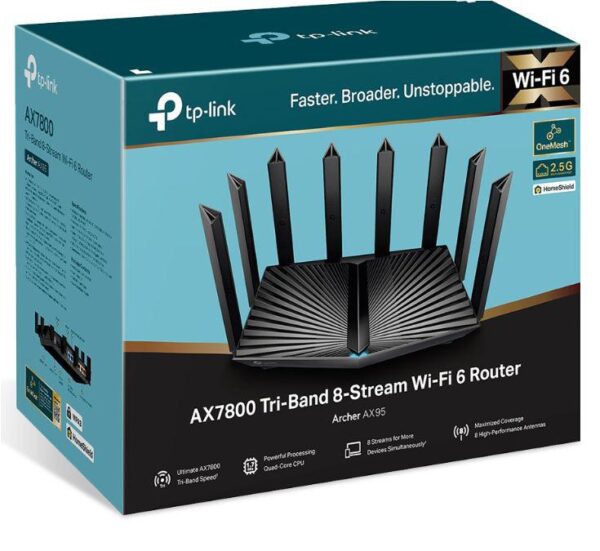 TP-LINK WIFI 6 Router Gigabit, ARCHER AX95, Tri-Band