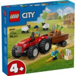 TRACTOR DE FERMA ROSU CU REMORCA SI OI, LEGO 60461 - LEGO60461