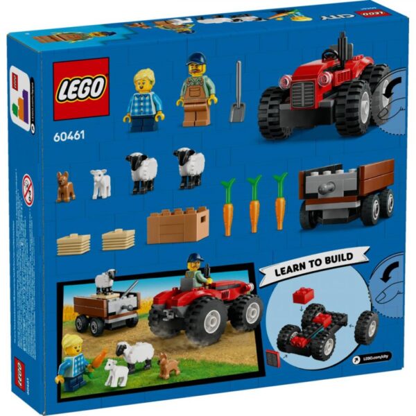 TRACTOR DE FERMA ROSU CU REMORCA SI OI, LEGO 60461 - LEGO60461