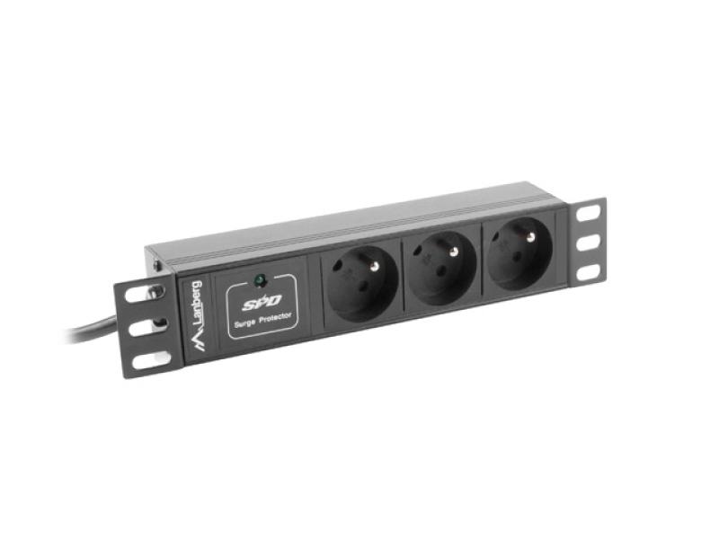 Unitate distributie alimentare PDU 10", 1U, 16A, 3 prize, negru - PDU-03E-0200-BK Unitate distributie alimentare PDU 10", 1U, 16A, 3 prize, negru - PDU-03E-0200-BK