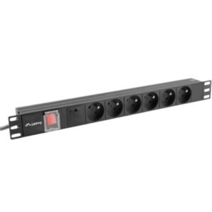 Unitate distributie alimentare PDU 19", 1U, 10A, 6 prize, negru, C14 - PDU-06E-0200-IEC-BK