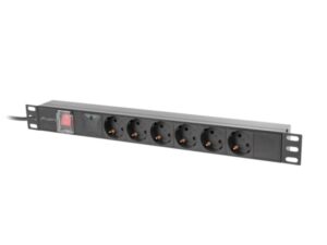 Unitate distributie alimentare PDU 19", 1U, 10A, 6 prize, negru, C14 - PDU-06F-0200-IEC-BK