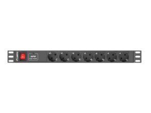 Unitate distributie alimentare PDU 19", 1U, 10A, 7 prize, negru, C14 - PDU-07F-0200-IEC-BK