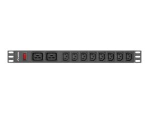 Unitate distributie alimentare PDU 19", 1U, 16A, 2 prize - PDU-02I1908I-0200-C20-BK