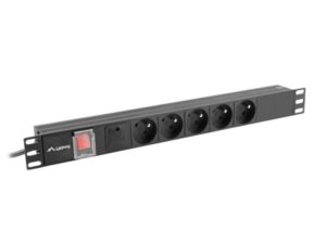 Unitate distributie alimentare PDU 19", 1U, 16A, 5 prize, negru - PDU-05E-0200-BK