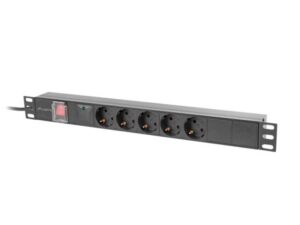 Unitate distributie alimentare PDU 19", 1U, 16A, 5 prize, negru - PDU-05F-0200-BK