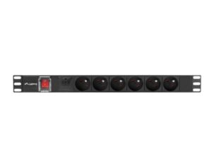 Unitate distributie alimentare PDU 19", 1U, 16A, 6 prize, negru - PDU-06E-0200-BK