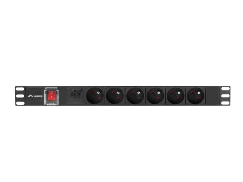 Unitate distributie alimentare PDU 19", 1U, 16A, 6 prize, negru - PDU-06E-0200-BK Unitate distributie alimentare PDU 19", 1U, 16A, 6 prize, negru - PDU-06E-0200-BK