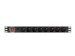 Unitate distributie alimentare PDU 19", 1U, 16A, 8 prize, negru - PDU-08E-0200-BK