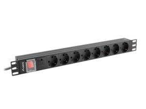 Unitate distributie alimentare PDU 19", 1U, 16A, 8 prize, negru - PDU-08F-0200-BK