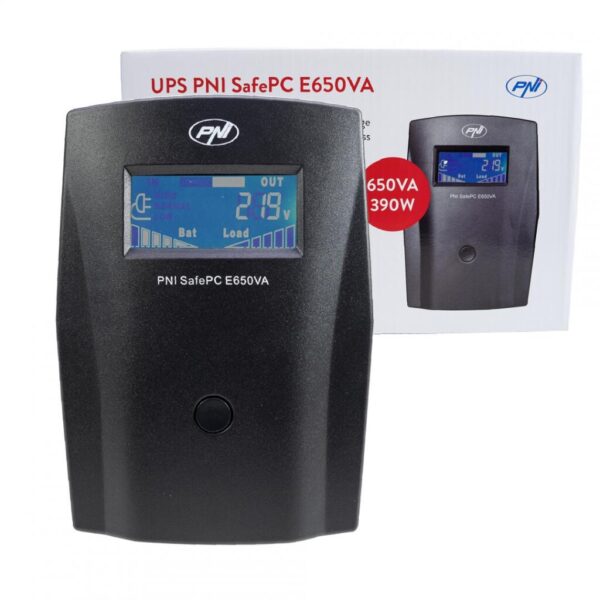 UPS PNI SafePC E650VA, putere 390W, 1.8A, iesire 2 x 230V - PNI-E650VA