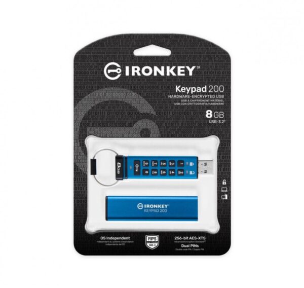 USB Flash Drive Kingston 8GB IronKey Keypad 200, USB 3.2 Gen1 - IKKP200/8GB