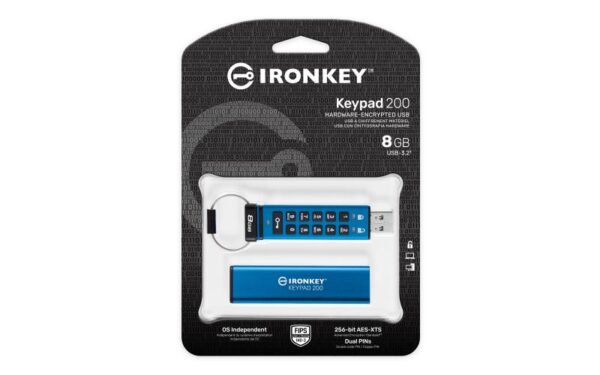 USB Flash Drive Kingston 8GB IronKey Keypad 200, USB 3.2 Gen1 - IKKP200/8GB