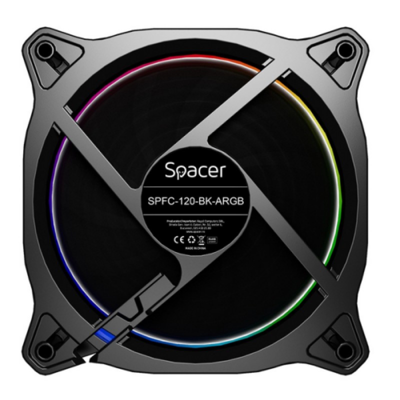 VENTILATOR SPACER PC 120x120x25 mm ARGB light diferite setari - SPFC-120-BK-ARGB-01 VENTILATOR SPACER PC 120x120x25 mm ARGB light diferite setari - SPFC-120-BK-ARGB - imagine 1