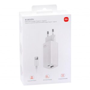 Xiaomi Mi 65W GaN technology Charger, USB-A, USB-C, White - BHR5515GL