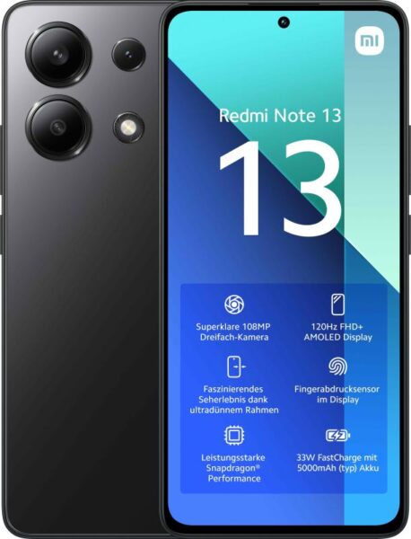 Xiaomi Note 13 8GB RAM 256GB DS 4G Black - XINOTE138256GB4GDSBK