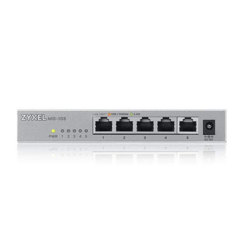 Zyxel XMG-105 5 Ports 2,5G + 1 SFP+ MultiGig unmanaged Desktop Switch - XMG-105-ZZ0101F Zyxel XMG-105 5 Ports 2,5G + 1 SFP+ MultiGig unmanaged Desktop Switch - XMG-105-ZZ0101F
